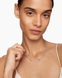 Petite Helena Wrap Station Necklace in Sterling Silver with 18K Yellow Gold and Diamonds, 29mm