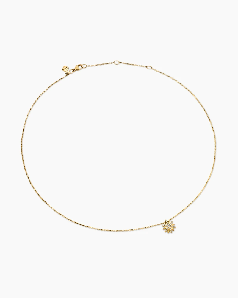 Petite Starburst Pendant Necklace in 18K Yellow Gold with Diamonds, 10.5mm