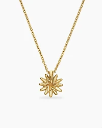 Petite Starburst Pendant Necklace in 18K Yellow Gold with Diamonds, 10.5mm