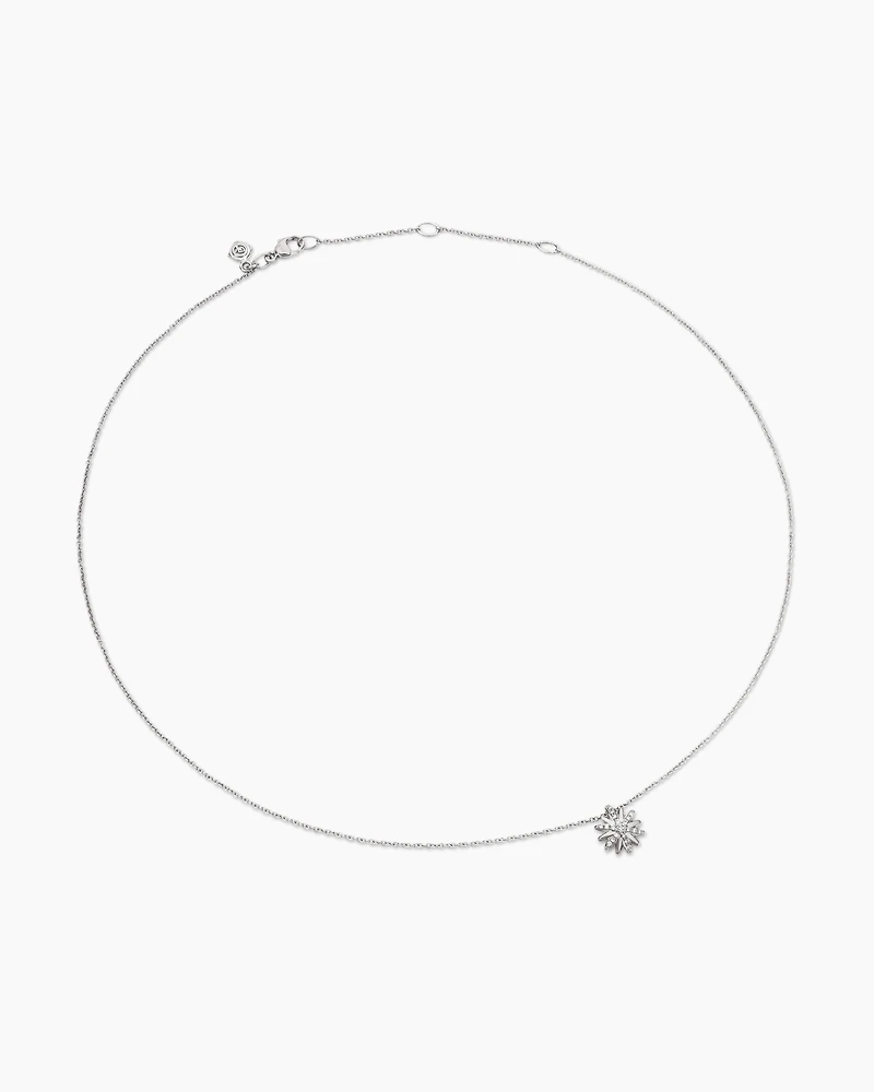 Petite Starburst Pendant Necklace in Sterling Silver with Diamonds, 10.5mm