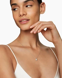 Petite Starburst Pendant Necklace in Sterling Silver with Diamonds, 10.5mm