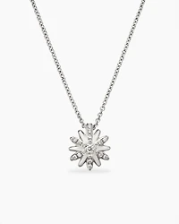 Petite Starburst Pendant Necklace in Sterling Silver with Diamonds, 10.5mm