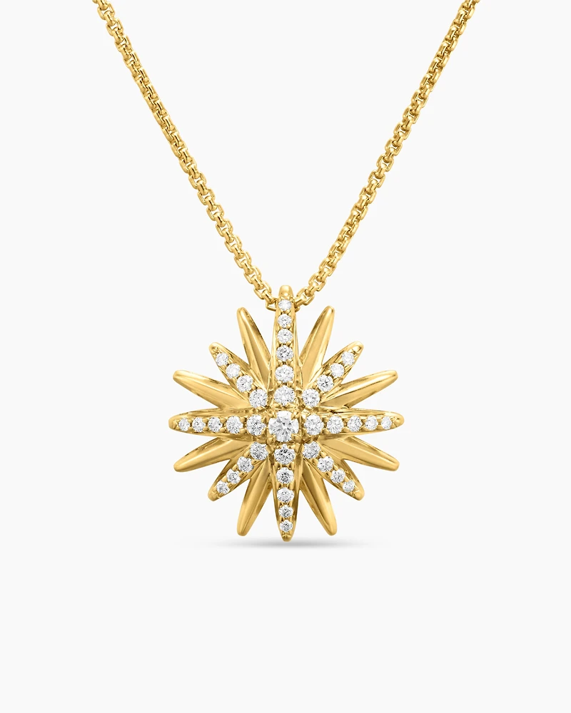 Starburst Pendant Necklace in 18K Yellow Gold with Diamonds