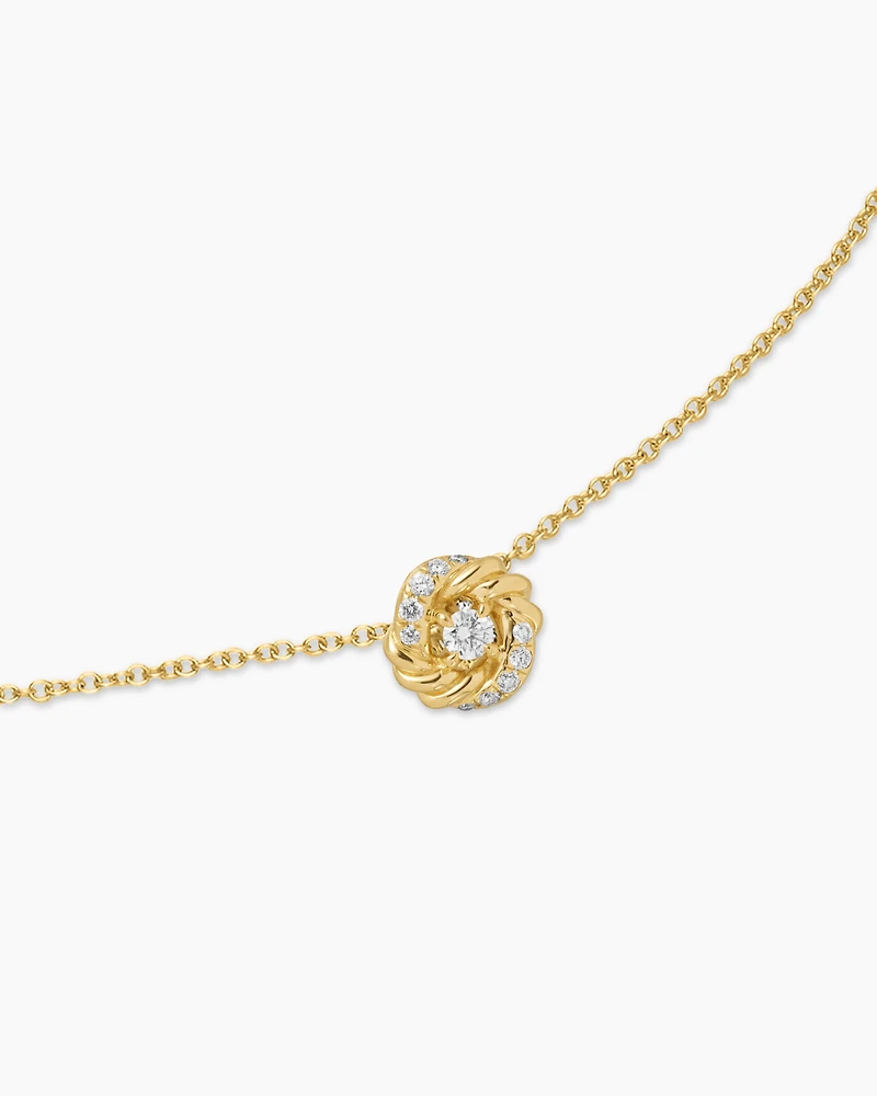 Petite Infinity Pendant Necklace in 18K Yellow Gold with Diamonds, 8mm