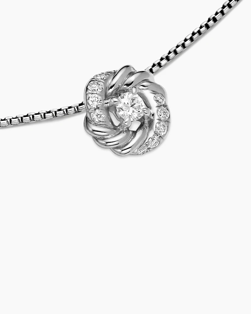 Petite Infinity Pendant Necklace in Sterling Silver with Diamonds, 8mm