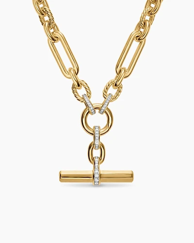 Lexington Chain Necklace in 18K Yellow Gold with Diamonds, 9.8mm