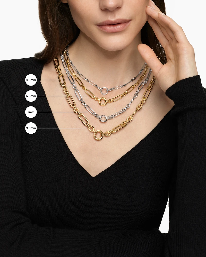 Lexington Necklace in 18K Yellow Gold with Diamonds, 6.5mm