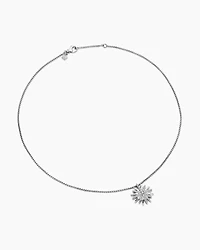 Starburst Pendant Necklace in Sterling Silver with Diamonds, 19mm