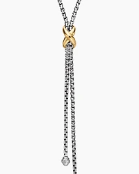 Petite X Lariat Necklace in Sterling Silver with 18K Yellow Gold