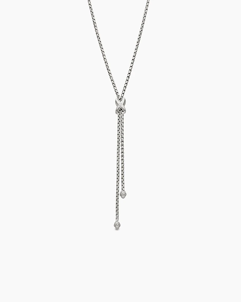 Petite X Lariat Necklace in Sterling Silver with Diamonds