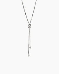 Petite X Lariat Necklace in Sterling Silver with Diamonds