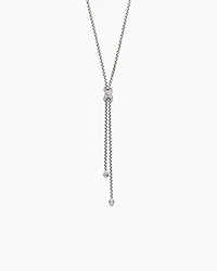 Petite X Lariat Necklace in Sterling Silver with Diamonds