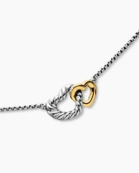 Cable Collectibles® Interlocking Heart Necklace in Sterling Silver with 18K Yellow Gold, 16.4mm