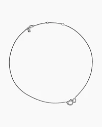 Cable Collectibles® Interlocking Heart Necklace in Sterling Silver with Diamonds, 16.4mm