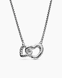 Cable Collectibles® Interlocking Heart Necklace in Sterling Silver with Diamonds, 16.4mm