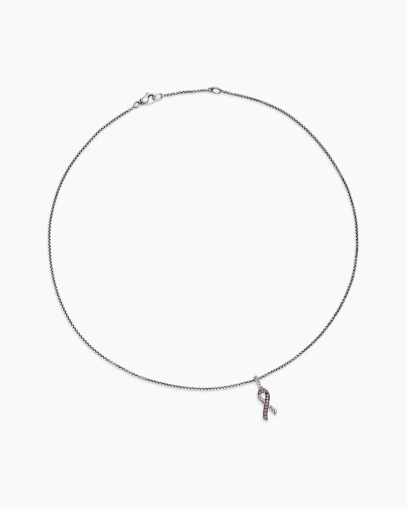Cable Collectibles® Ribbon Necklace in Sterling Silver with Pink Sapphires, 24.4mm
