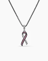 Cable Collectibles® Ribbon Necklace in Sterling Silver with Pink Sapphires, 24.4mm
