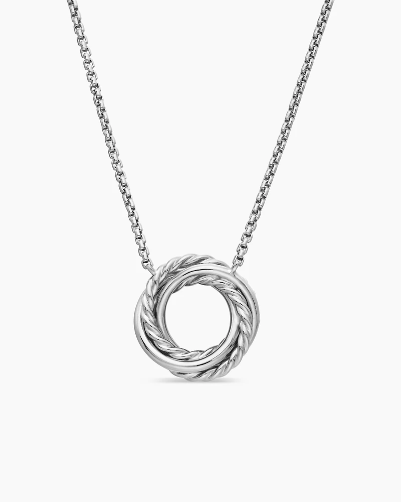 Petite Pavé Crossover Pendant Necklace in 18K Gold with Diamonds