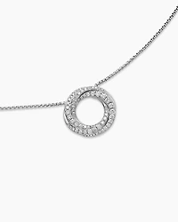 Petite Pavé Crossover Pendant Necklace in 18K Gold with Diamonds