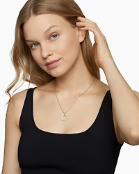 Pavé Crossover Pendant Necklace in 18K Yellow Gold with Diamonds, 21mm