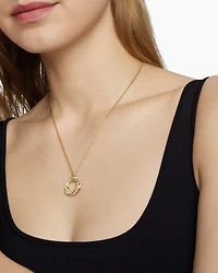 Pavé Crossover Pendant Necklace in 18K Yellow Gold with Diamonds, 21mm