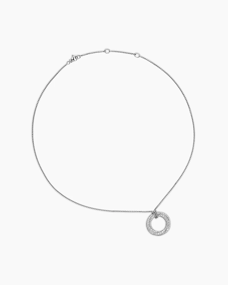 Pavé Crossover Pendant Necklace in 18K White Gold with Diamonds
