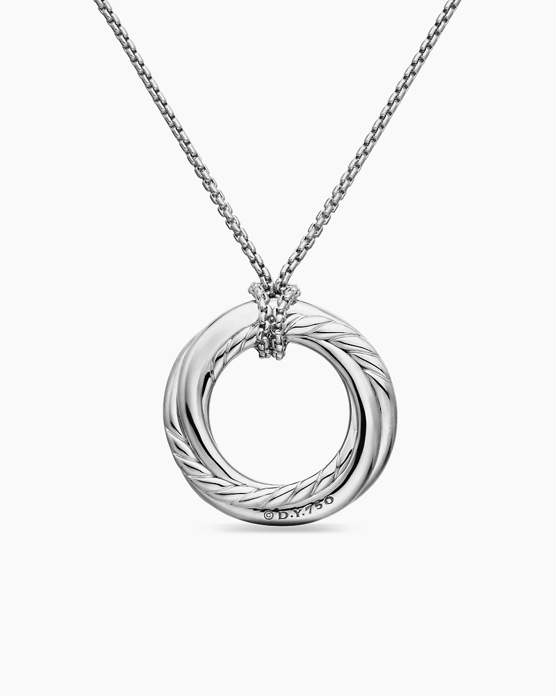 Pavé Crossover Pendant Necklace in 18K White Gold with Diamonds