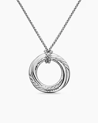 Pavé Crossover Pendant Necklace in 18K White Gold with Diamonds