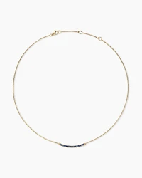 Petite Pavé Bar Necklace in 18K Yellow Gold with Blue Sapphires, 1.25mm