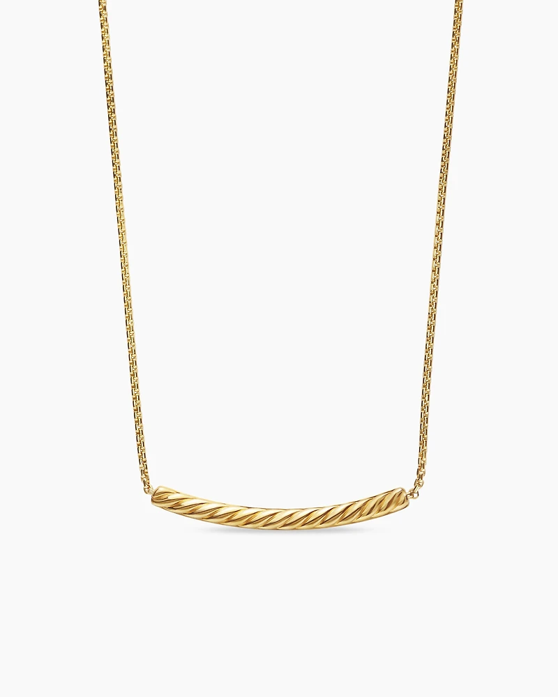 Petite Pavé Bar Necklace in 18K Yellow Gold with Blue Sapphires, 1.25mm