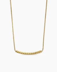 Petite Pavé Bar Necklace in 18K Yellow Gold with Blue Sapphires, 1.25mm