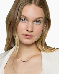 Petite Pavé Bar Necklace in 18K Yellow Gold with Blue Sapphires, 1.25mm