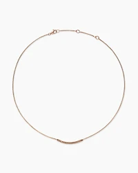 Petite Pavé Bar Necklace in 18K Rose Gold with Cognac Diamonds, 1.25mm