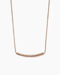 Petite Pavé Bar Necklace in 18K Rose Gold with Cognac Diamonds, 1.25mm