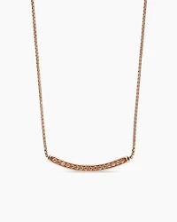 Petite Pavé Bar Necklace in 18K Rose Gold with Cognac Diamonds, 1.25mm