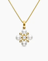 Renaissance Pearl Necklace in 18K Yellow Gold with Pearls and Diamonds, 20mm