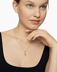 Renaissance Pearl Necklace in 18K Yellow Gold with Pearls and Diamonds, 20mm