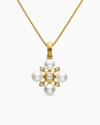 Renaissance Pearl Necklace in 18K Yellow Gold with Pearls and Diamonds, 20mm