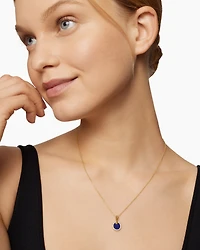 Petite DY Elements® Pendant Necklace in 18K Yellow Gold with Lapis and Diamonds, 17.8mm