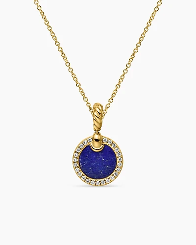 Petite DY Elements® Pendant Necklace in 18K Yellow Gold with Lapis and Diamonds, 17.8mm