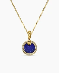 Petite DY Elements® Pendant Necklace in 18K Yellow Gold with Lapis and Diamonds, 17.8mm