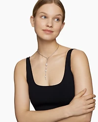 Pearl and Pavé Y Necklace in Sterling Silver with Pearls and Diamonds