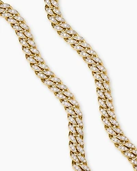 Curb Chain Necklace 18K Yellow Gold with Diamonds, 11.5mm