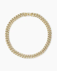 Curb Chain Necklace 18K Yellow Gold with Diamonds, 11.5mm