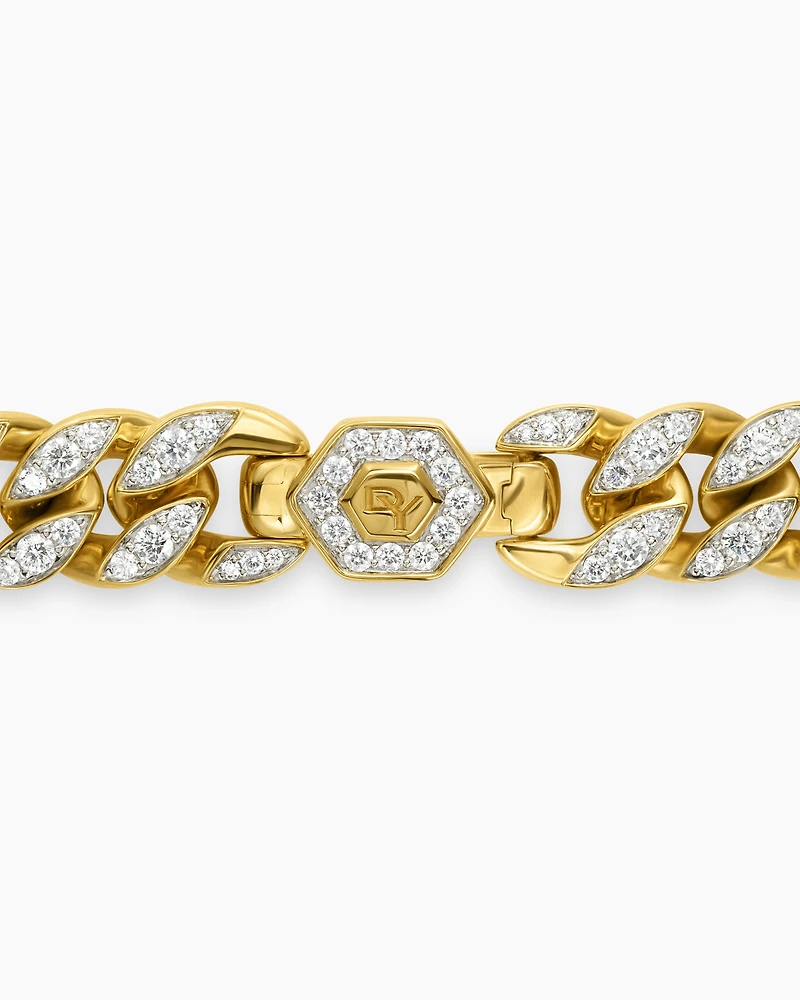 Curb Chain Necklace 18K Yellow Gold with Diamonds, 11.5mm