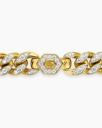 Curb Chain Necklace 18K Yellow Gold with Diamonds, 11.5mm