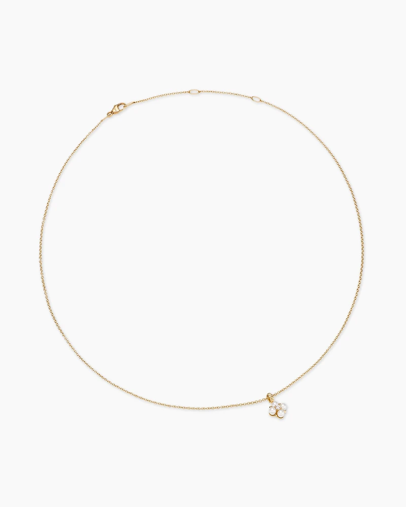 Petite Modern Renaissance® Pearl Pendant Necklace in 18K Yellow Gold with Diamond, 7.3mm