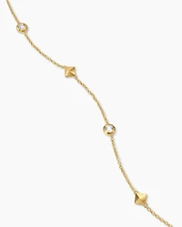 Petite Modern Renaissance Pyramid Station Necklace in 18K Yellow Gold with Diamonds, 4.6mm
