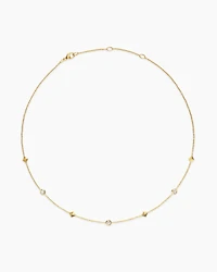 Petite Modern Renaissance Pyramid Station Necklace in 18K Yellow Gold with Diamonds, 4.6mm