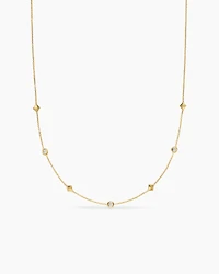 Petite Modern Renaissance Pyramid Station Necklace in 18K Yellow Gold with Diamonds, 4.6mm